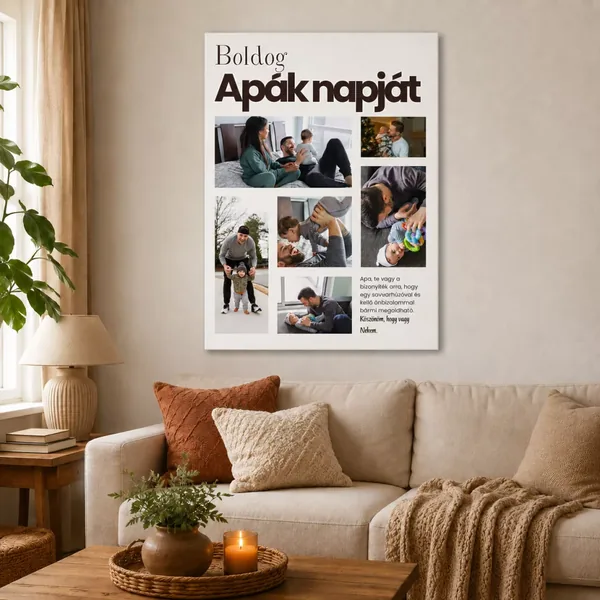 Apák napi fotókollázs vászonkép ajándék