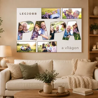 Legjobb Papa a világon fotókollázs vászonkép 8 fényképből